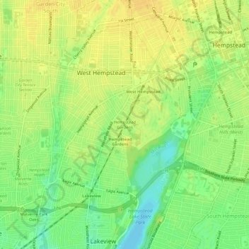 Mappa topografica Hempstead Gardens, altitudine, rilievo