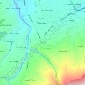 Mappa topografica Llimpe, altitudine, rilievo