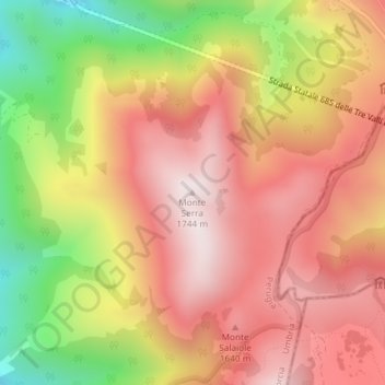 Mappa topografica Monte Serra, altitudine, rilievo