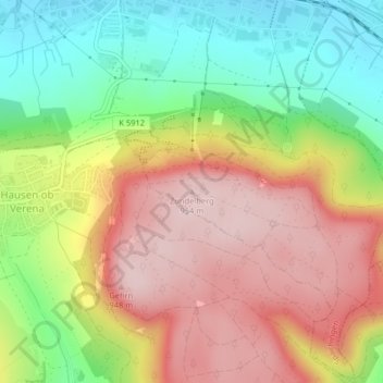 Mappa topografica Zundelberg, altitudine, rilievo