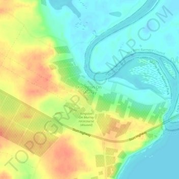 Mappa topografica Kingston On Murray, altitudine, rilievo
