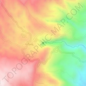 Mappa topografica Tumalog Falls, altitudine, rilievo