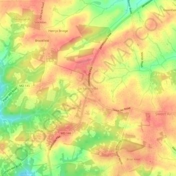 Mappa topografica Jacksonville, altitudine, rilievo