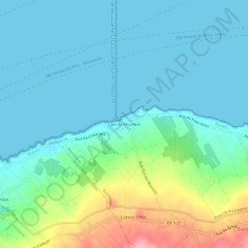Mappa topografica Cais do Mourato, altitudine, rilievo
