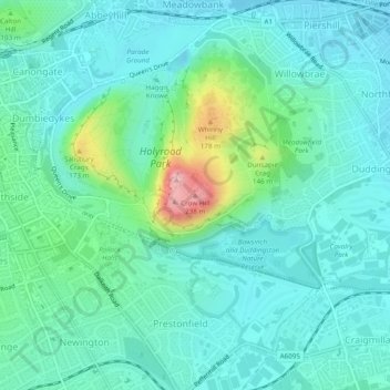 Mappa topografica Crow Hill, altitudine, rilievo