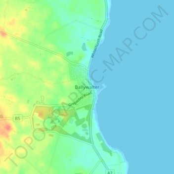 Mappa topografica Ballywalter, altitudine, rilievo