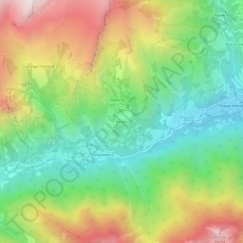 Mappa topografica Ussolo, altitudine, rilievo