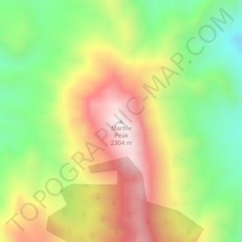 Mappa topografica Marble Peak, altitudine, rilievo