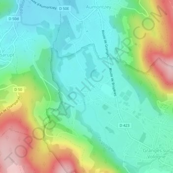 Mappa topografica Frambéménil, altitudine, rilievo