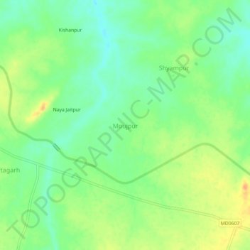 Mappa topografica Moujpur, altitudine, rilievo
