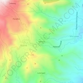 Mappa topografica Bacoco, altitudine, rilievo