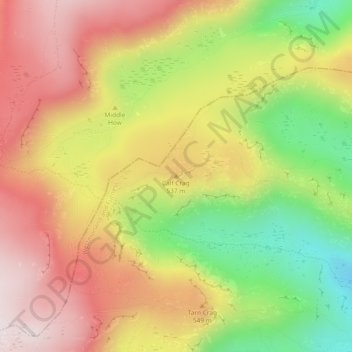 Mappa topografica Calf Crag, altitudine, rilievo