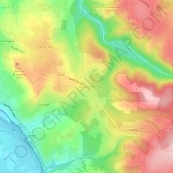 Mappa topografica Les Charmes, altitudine, rilievo