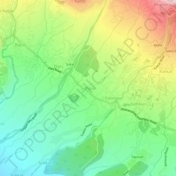 Mappa topografica Sidhpur, altitudine, rilievo