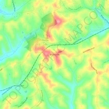 Mappa topografica Munntown, altitudine, rilievo