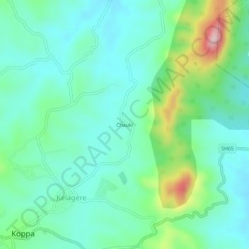 Mappa topografica Chauki, altitudine, rilievo