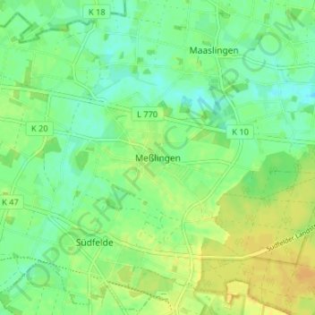 Mappa topografica Meßlingen, altitudine, rilievo