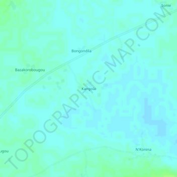 Mappa topografica Kangola, altitudine, rilievo