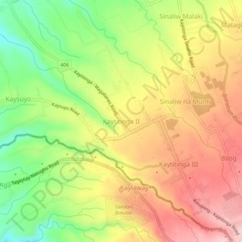Mappa topografica Kaytitinga II, altitudine, rilievo