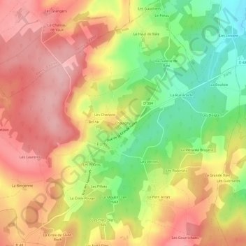 Mappa topografica Chavigny, altitudine, rilievo