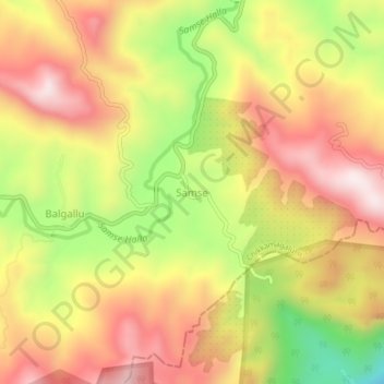Mappa topografica Samse, altitudine, rilievo