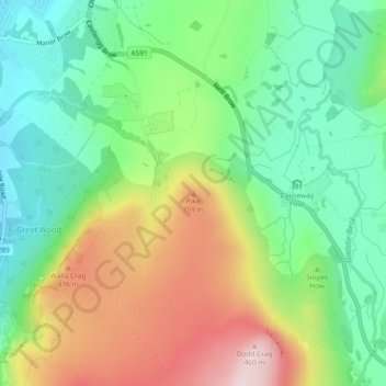 Mappa topografica Pike, altitudine, rilievo