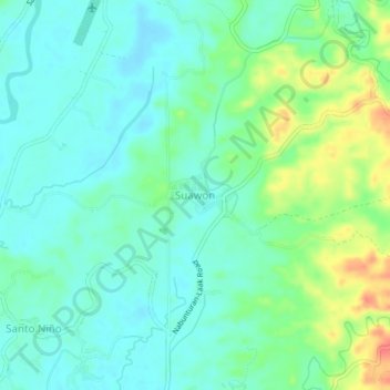 Mappa topografica Suawon, altitudine, rilievo