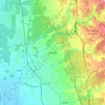 Mappa topografica São João, altitudine, rilievo
