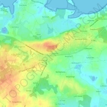 Mappa topografica La Corderie, altitudine, rilievo
