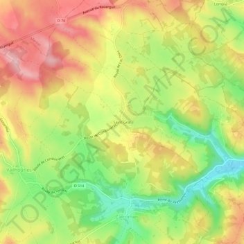 Mappa topografica Saint-Grat, altitudine, rilievo