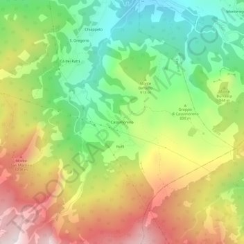 Mappa topografica Cassimoreno, altitudine, rilievo