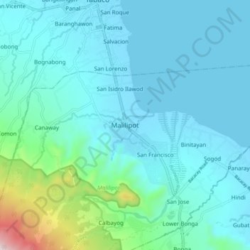 Mappa topografica Malilipot, altitudine, rilievo