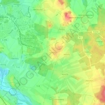 Mappa topografica Frühling, altitudine, rilievo
