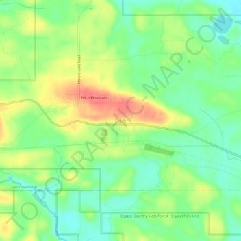Mappa topografica Felch, altitudine, rilievo