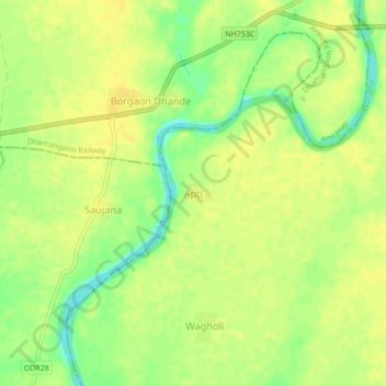 Mappa topografica Apti, altitudine, rilievo