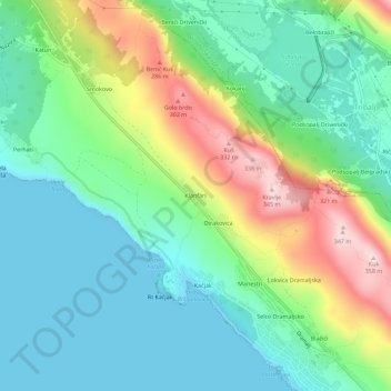 Mappa topografica Klanfari, altitudine, rilievo