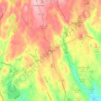 Mappa topografica Vista, altitudine, rilievo