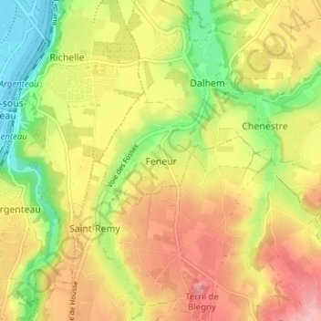 Mappa topografica Feneur, altitudine, rilievo