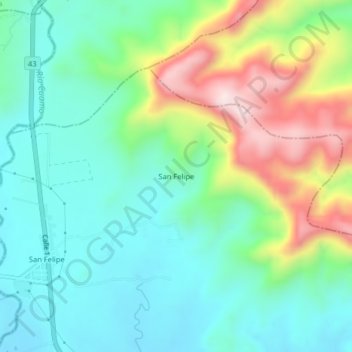 Mappa topografica San Felipe, altitudine, rilievo