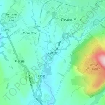 Mappa topografica Cleator, altitudine, rilievo
