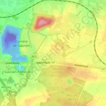 Mappa topografica Crotière, altitudine, rilievo