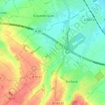 Mappa topografica Hurionville, altitudine, rilievo