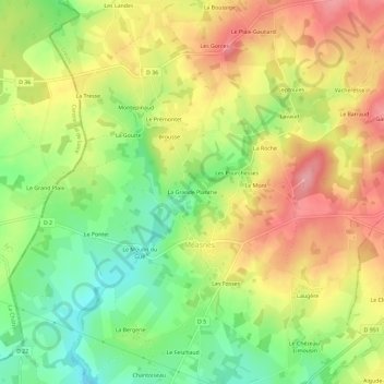 Mappa topografica La Grande Planche, altitudine, rilievo