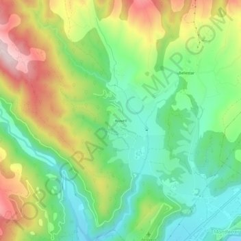 Mappa topografica Aravell, altitudine, rilievo
