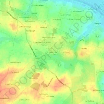 Mappa topografica Le Moulin Neuf, altitudine, rilievo