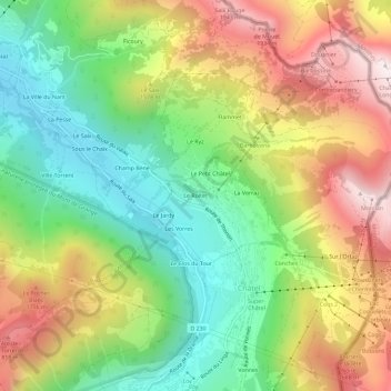 Mappa topografica Le Roitet, altitudine, rilievo
