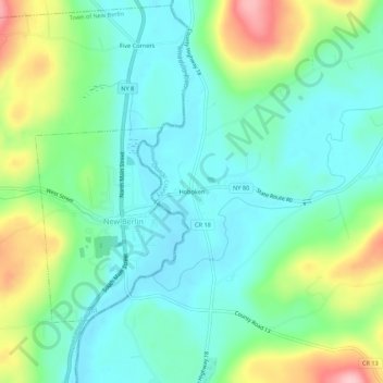 Mappa topografica Hoboken, altitudine, rilievo