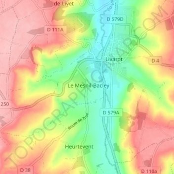 Mappa topografica Quartier de l'Église, altitudine, rilievo