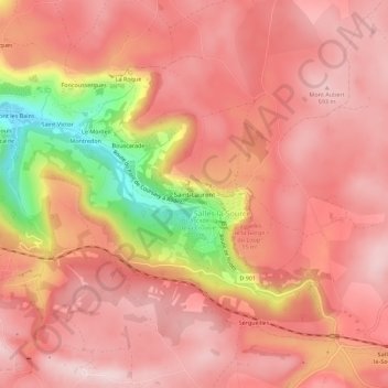 Mappa topografica Saint-Laurent, altitudine, rilievo
