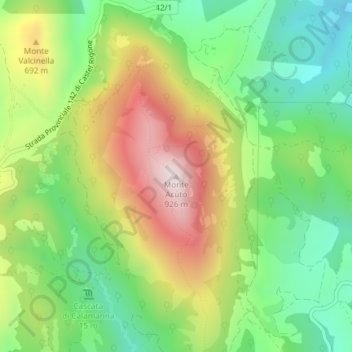 Mappa topografica Monte Acuto, altitudine, rilievo